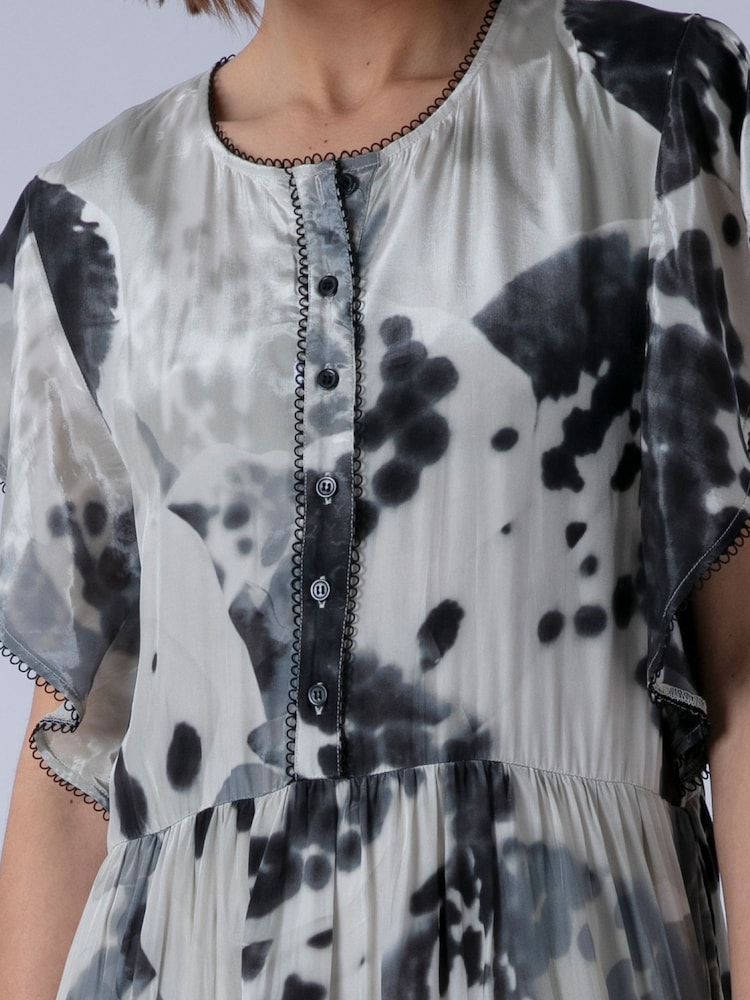 Religion Black Ara Maxi Occasion Dress With Ruffle Sleeves And Lace Trim - Image 5 of 5