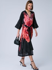 Religion Pink Fioana Kaftan Midi Maxi Tunic Occasion Dress With All Over Floral Print - Image 1 of 7