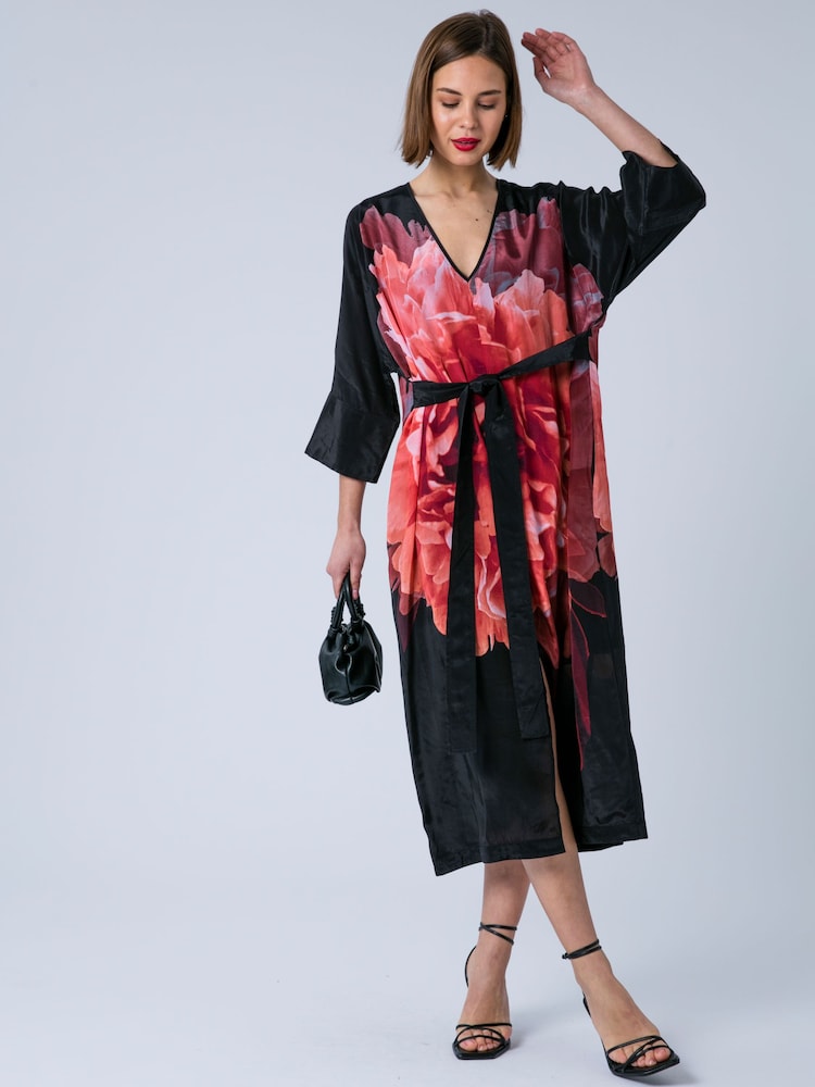 Religion Pink Fioana Kaftan Midi Maxi Tunic Occasion Dress With All Over Floral Print - Image 2 of 7