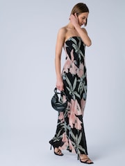 Religion Pink Pretty Floral Freedom Bandeau Occasion Dress in Silky Fabric - Image 4 of 8