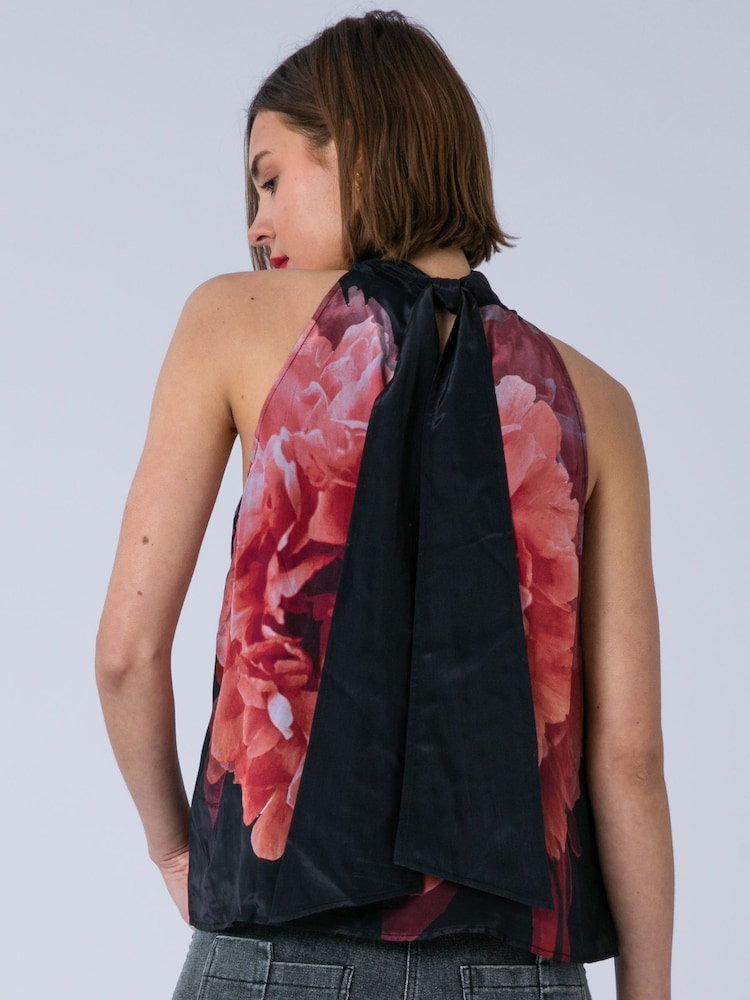 Rose - Religion Lauren Halter Neck Top With Long Sash In Beautiful Floral Print - Image 2 de 6