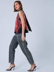 Rose - Religion Lauren Halter Neck Top With Long Sash In Beautiful Floral Print - Image 4 de 6