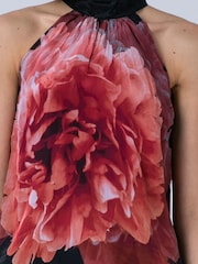 Rose - Religion Lauren Halter Neck Top With Long Sash In Beautiful Floral Print - Image 6 de 6