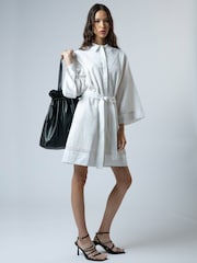 Religion White Embroidery Anglais Ffion Pretty Tunic Dress With Kimono Sleeve And Tie Belt - Image 2 of 5