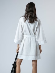 Religion White Embroidery Anglais Ffion Pretty Tunic Dress With Kimono Sleeve And Tie Belt - Image 4 of 5