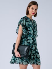 Religion Green Ara Tunic Mini Dress With Ruffle Sleeves And Lace Trim In Prime Ditsy Floral Print - Image 1 of 8