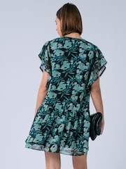 Religion Green Ara Tunic Mini Dress With Ruffle Sleeves And Lace Trim In Prime Ditsy Floral Print - Image 5 of 8