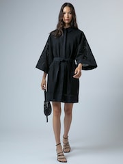 Religion Black Embroidery Anglais Ffion Pretty Tunic Dress With Kimono Sleeve And Tie Belt - Image 3 of 6