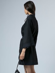 Religion Black Embroidery Anglais Ffion Pretty Tunic Dress With Kimono Sleeve And Tie Belt - Image 6 of 6