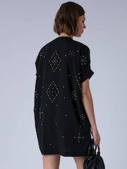 Religion Black Sarah Heavily Embellished Tunic Dress with Silver and Gold Studs - Image 3 of 8
