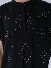 Religion Black Sarah Heavily Embellished Tunic Dress with Silver and Gold Studs - Image 5 of 8