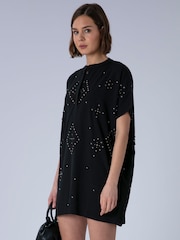 Religion Black Sarah Heavily Embellished Tunic Dress with Silver and Gold Studs - Image 8 of 8
