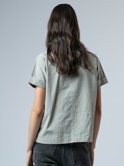 Religion Grey Sophie Blouse Shirt In Cotton With Black Contrast Floral Beading - Image 5 of 6