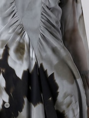 Religion Grey Lilian Maxi V-Neck Occasion Dress With Tie Waist and Stud Neck trim in Ocelot - Image 8 of 8