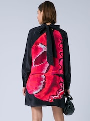 Religion Red Lauren Tunic Mini Occasion Dress With Sash Neck Tie In Large Floral Ascent Print - Image 2 of 7