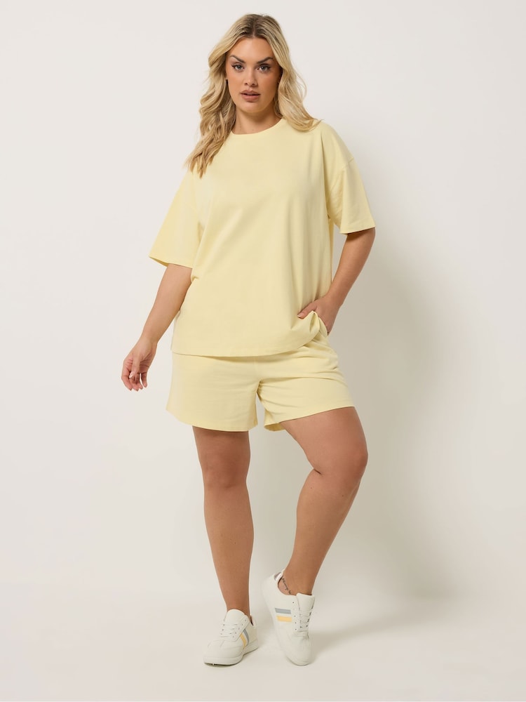 Yours Curve Yellow Short & T-Shirt Sweat Set - Image 2 of 6