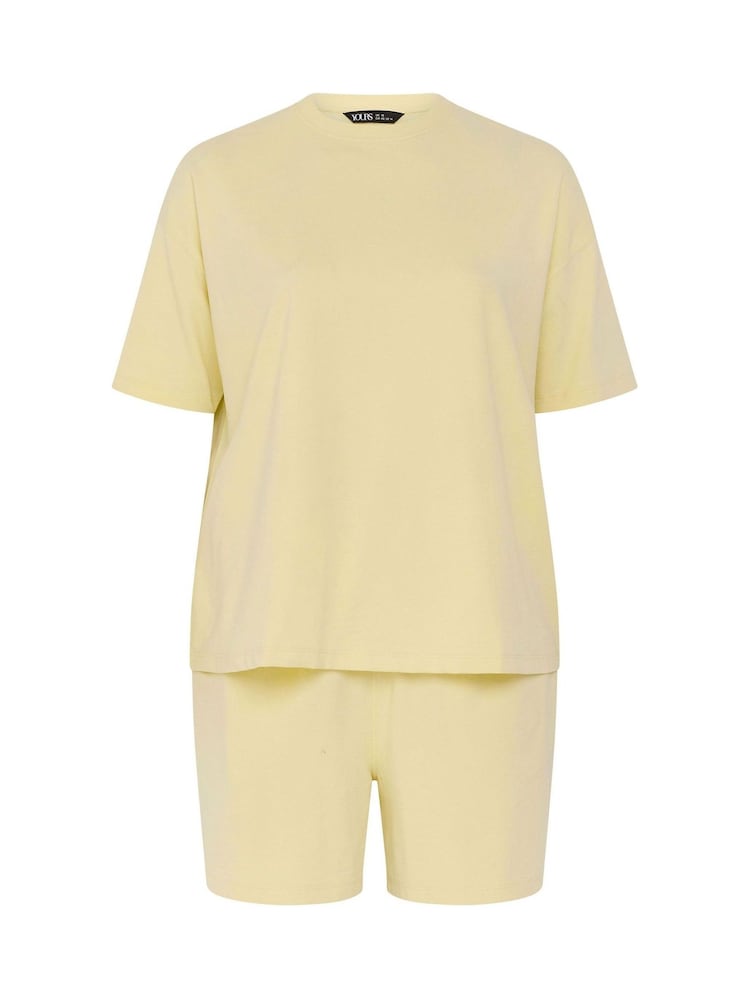 Yours Curve Yellow Short & T-Shirt Sweat Set - Image 6 of 6