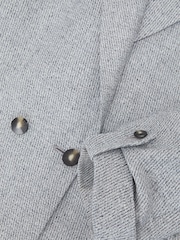 Bladoniebieski - Reiss Nolah Linen-Blend Textured Double-Breasted Blazer - Obraz 7 z 8