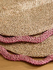 Nina Campbell Set of 2 Pink Woven Seagrass Placemats - Image 3 of 4
