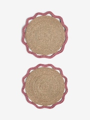 Nina Campbell Set of 2 Pink Woven Seagrass Placemats - Image 4 of 4