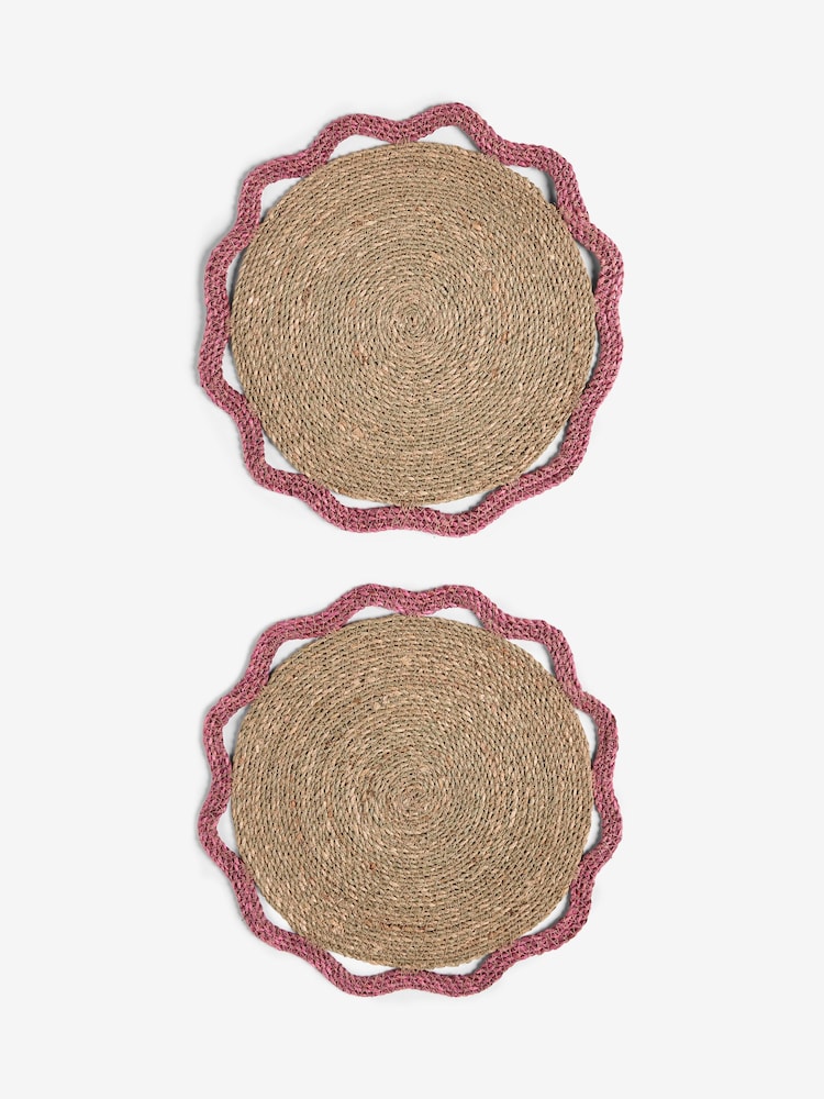 Nina Campbell Set of 2 Pink Woven Seagrass Placemats - Image 4 of 4 Nina Campbell Set of 2 Pink Woven Seagrass Placemats - Image 4 of 4