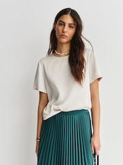 Weekend MaxMara Stone Gilbert Satin T-shirt - Image 1 of 5