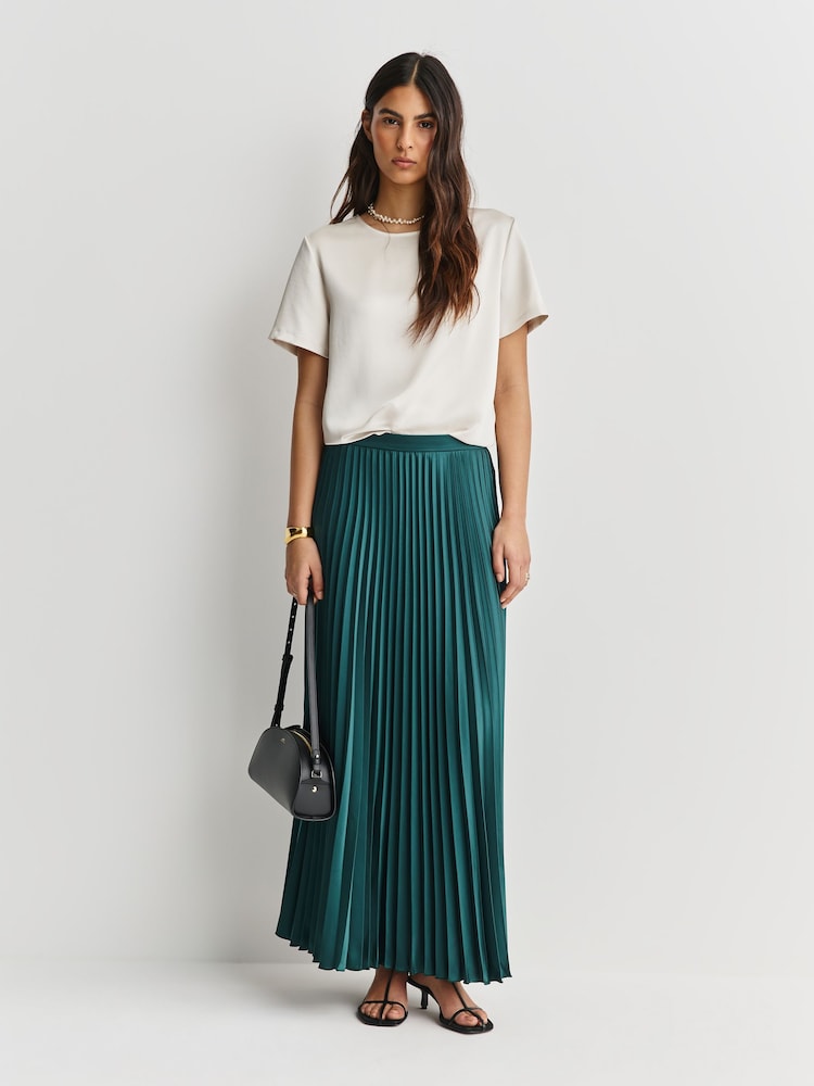 Weekend MaxMara Stone Gilbert Satin T-shirt - Image 2 of 5