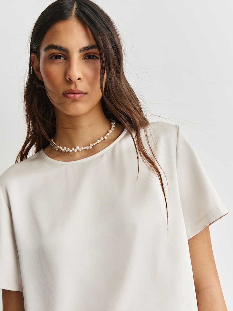 Weekend MaxMara Stone Gilbert Satin T-shirt - Image 5 of 5