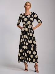 Jolie Moi Black Three Quarter Sleeve Jersey Maxi Dress - Image 4 of 7