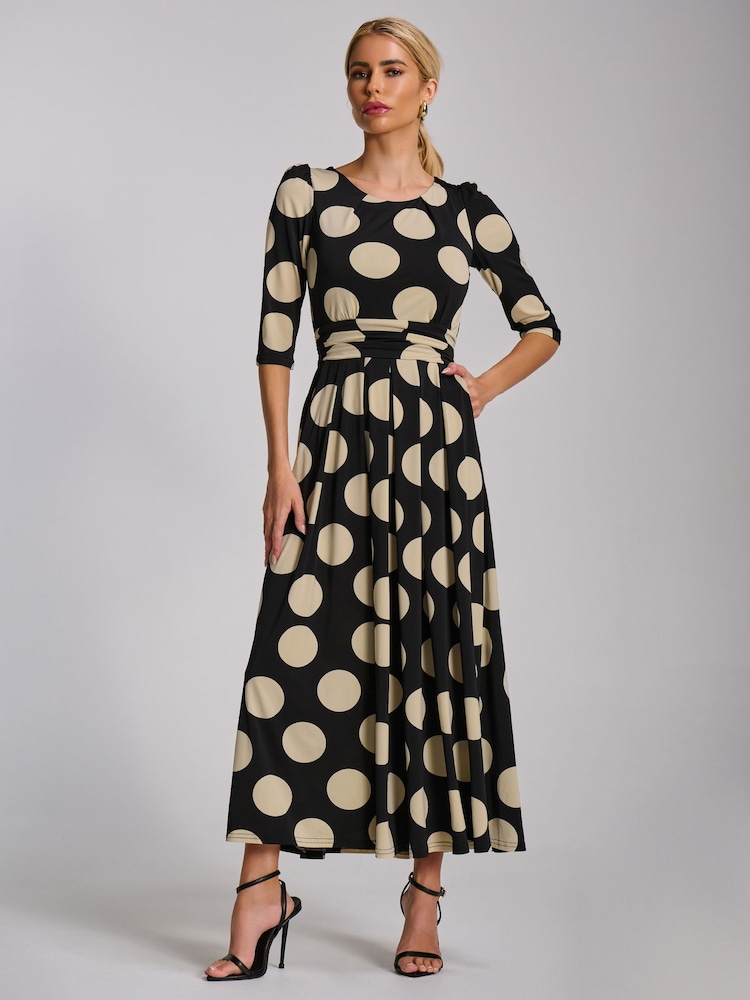 Jolie Moi Black Three Quarter Sleeve Jersey Maxi Dress - Image 7 of 7