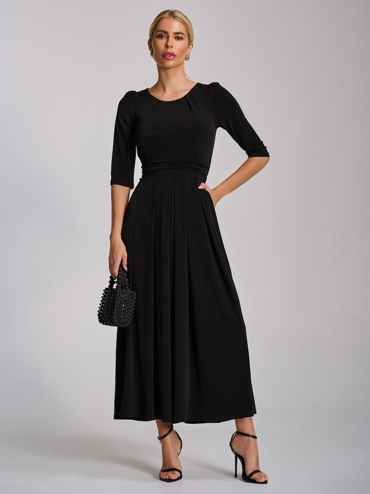 Jolie Moi Black Three Quarter Sleeve Jersey Maxi Dress - Image 6 of 6 Jolie Moi Black Three Quarter Sleeve Jersey Maxi Dress - Image 6 of 6