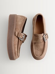 Weekend MaxMara Brown Navetta Suede Mocc Toe Shoes - Image 3 of 5
