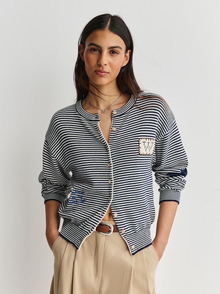 Weekend MaxMara Blue Teiera Stripe Cardigan - Image 1 of 6
