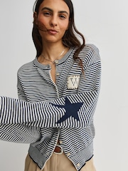 Weekend MaxMara Blue Teiera Stripe Cardigan - Image 5 of 6