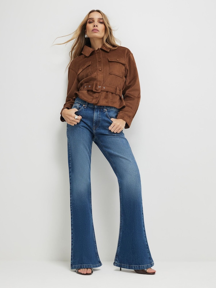 River Island Blue High Waisted Bootcut Leg Jeans - Image 1 of 4