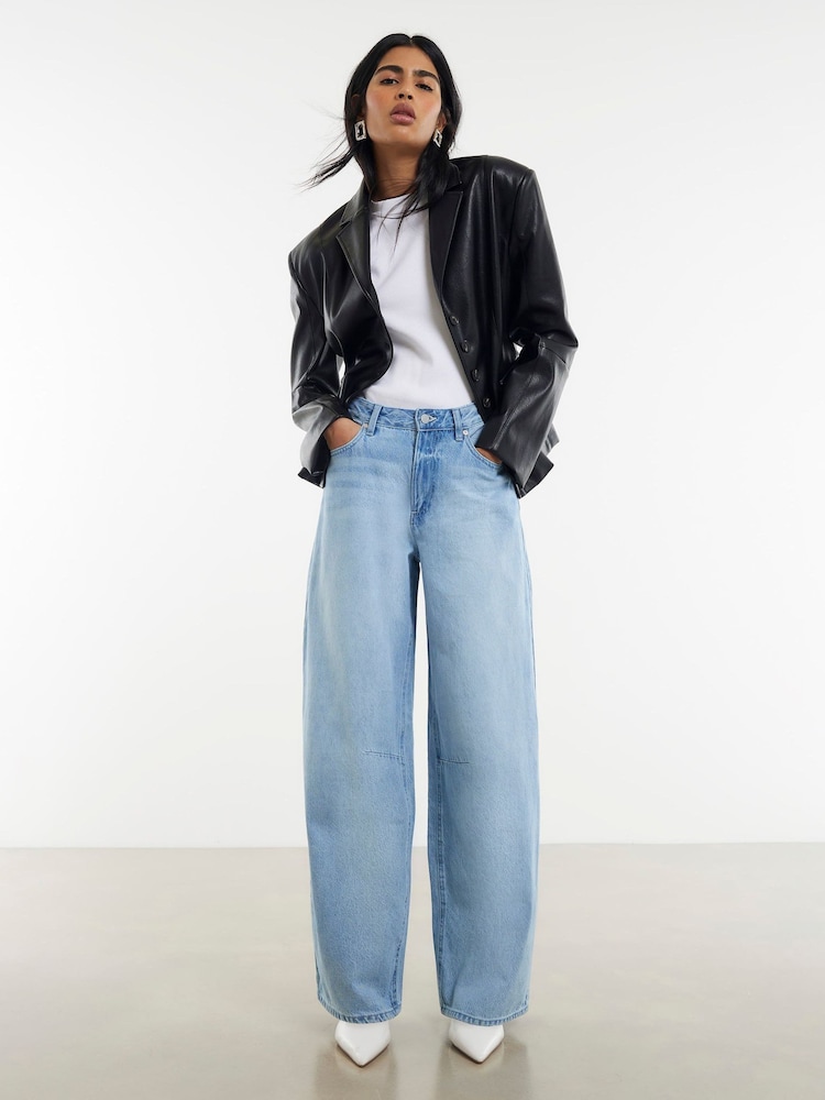 River Island Blue Baggy Wide Leg Denim Jeans - Image 1 of 4