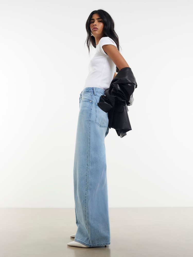 River Island Blue Baggy Wide Leg Denim Jeans - Image 2 of 4