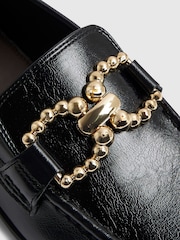 River Island Black Gold Bead Trim Loafers - Image 5 of 5