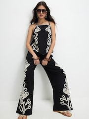 מכנסיים רקומים בגזרה רחבה של River Island - תמונה 1 מתוך 4