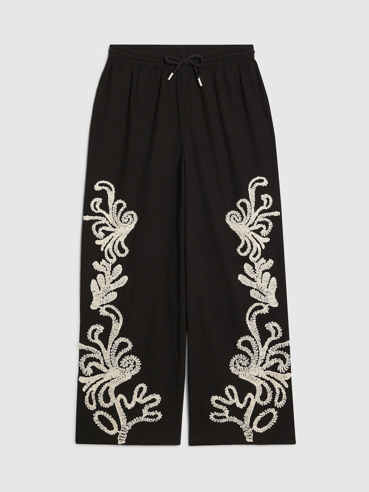 מכנסיים רקומים בגזרה רחבה של River Island - תמונה 4 מתוך 4