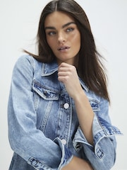 River Island Blue A line Button Through Denim Mini Dress - Image 4 of 4