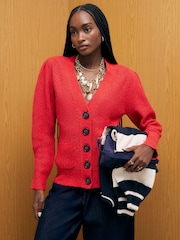 River Island Red Pocket Front V-Neck Cardigan - Image 1 of 4