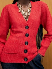 River Island Red Pocket Front V-Neck Cardigan - Image 3 of 4