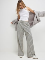 River Island White Wide Leg Striped Trousers - Image 1 of 4