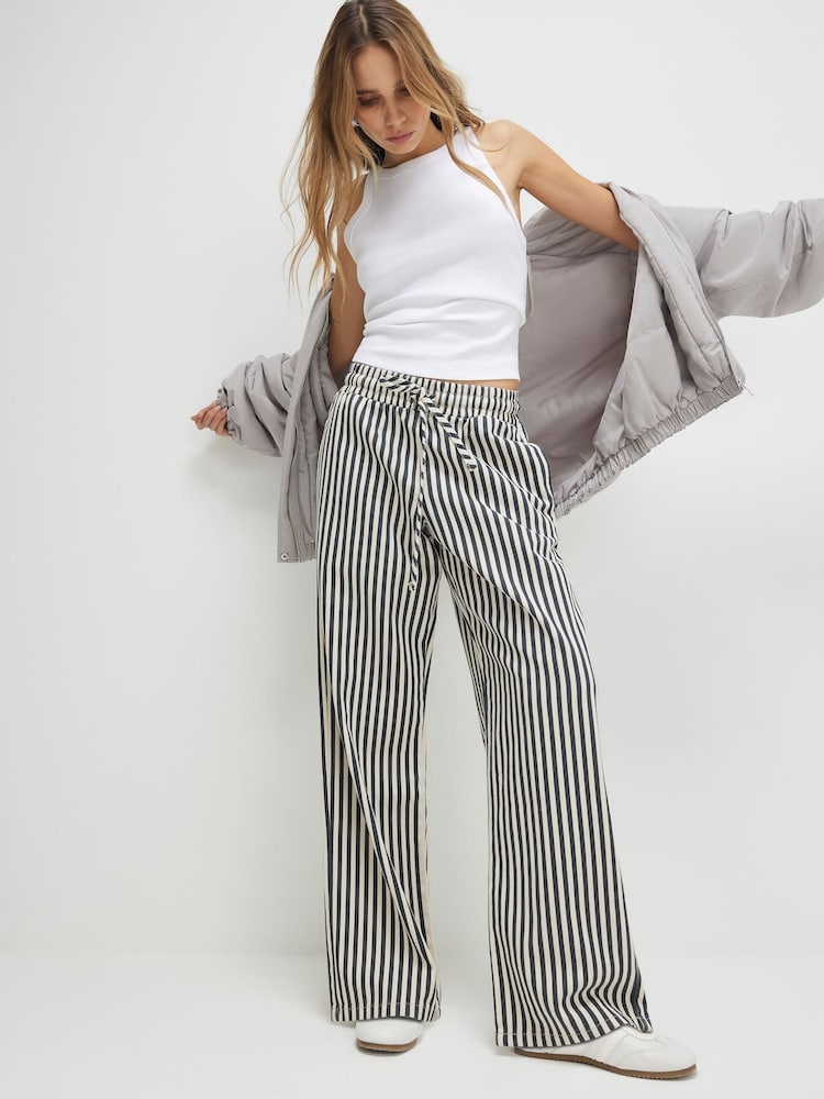 River Island White Wide Leg Striped Trousers - Image 1 of 4