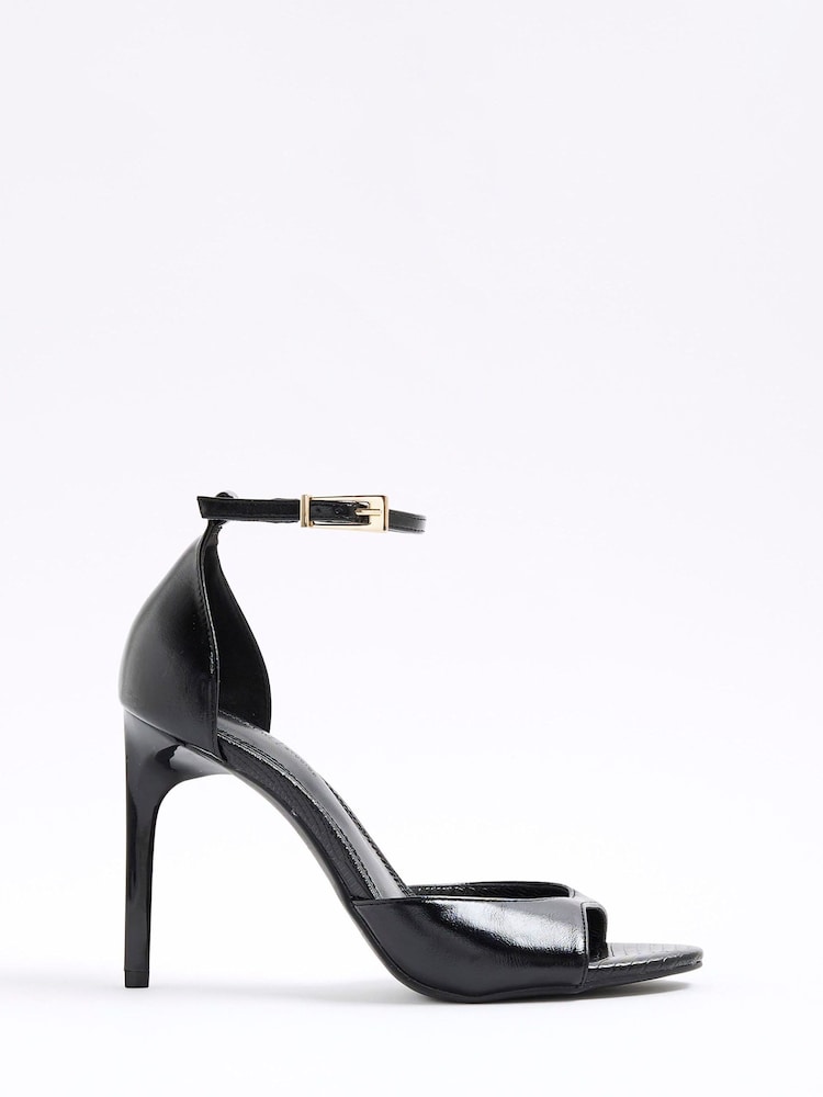 River Island Black Wide Fit Closed Back Strappy Heeled Sandals - Image 2 of 6