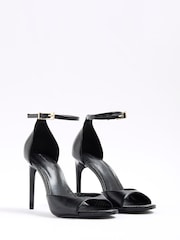 River Island Black Wide Fit Closed Back Strappy Heeled Sandals - Image 3 of 6