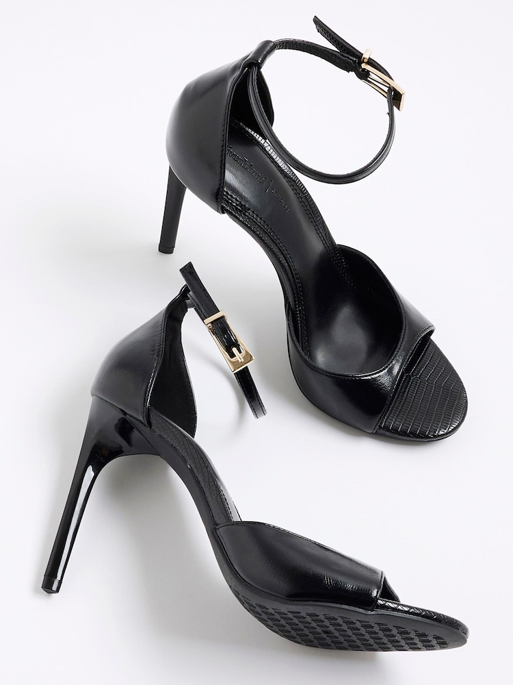 River Island Black Wide Fit Closed Back Strappy Heeled Sandals - Image 6 of 6