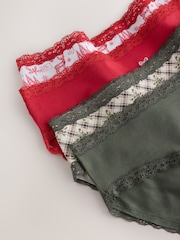 Christmas Check - Pack de 4 braguitas de algodón y encaje - Imagen 6 de 8