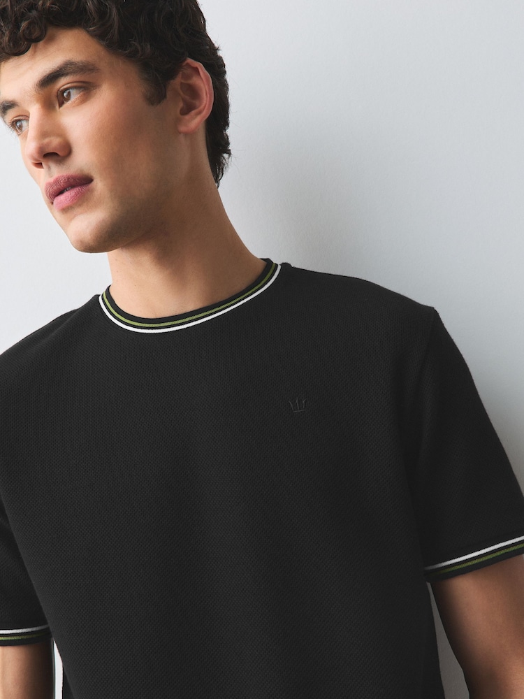 Black Tipped Slim T-Shirt - Image 1 of 4